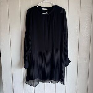 Zara Long Sleeve Pleated Mini Dress
